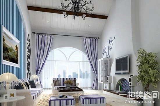 唯美装修风格   地中海风格客厅窗帘装修 唯美装修风格   地中海风格客厅窗帘装修